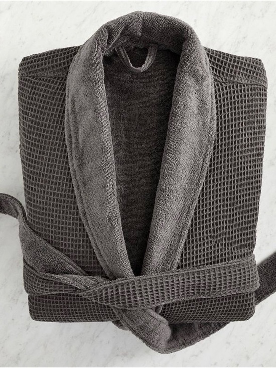 Pottery Barn Other - Pottery Barn Waffle Weave Resort Robe, charcoal dark gray, size small, NWT
